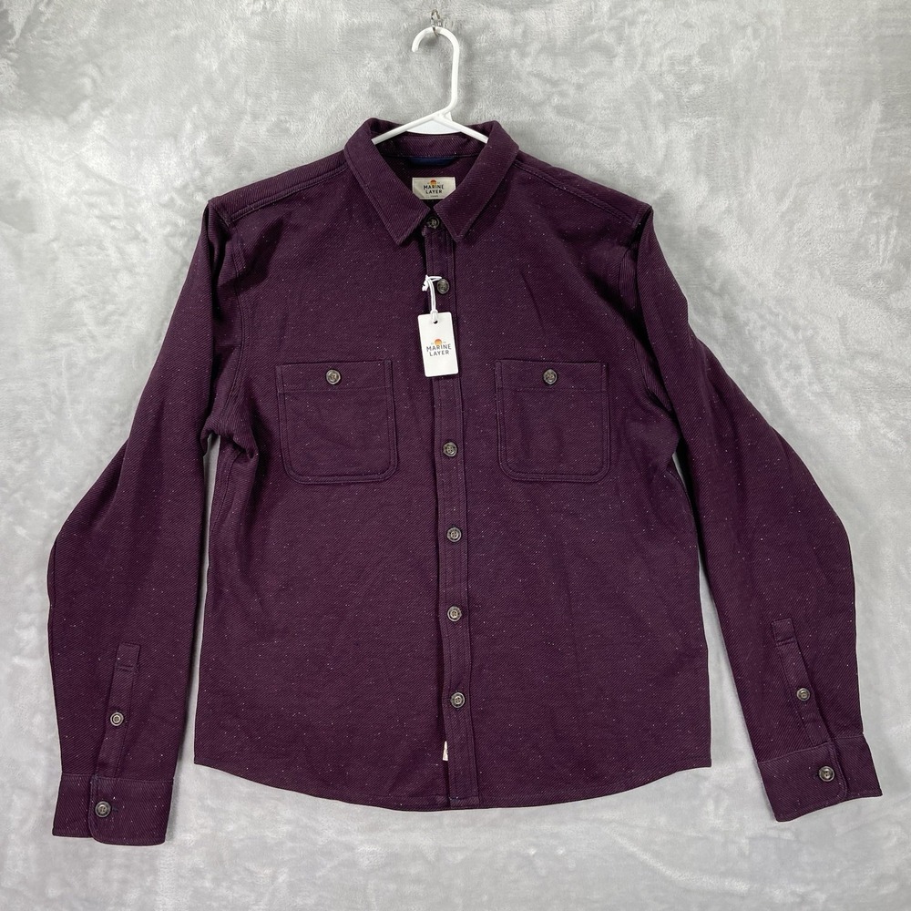 Marine Layer Shirt Mens Large Button Up Speckled Twill Overshirt Soft Cozy NWT